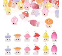 Cheriswelry Lot de 24 breloques en forme de champignon en résine avec boucles en fer - Couleurs mélangées - 17 à 24 mm - Pour loisirs créatifs, bracelets, boucles d'oreilles, colliers, bijoux