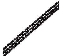 Cheriswelry Lot de 3 brins de perles rondes en verre à facettes noir naturel de 2 mm pour la fabrication de bijoux et de bracelets