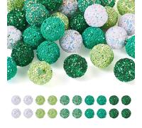 Cheriswelry Lot de 30 grosses perles en résine de 20 mm - Perles disco à paillettes pour stylos, porte-clés, bracelets, cordon, fabrication de bijoux printaniers, fournitures de bricolage (vert)