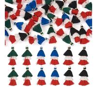 Cheriswelry Lot de 30 mini pendentifs à pompons tricolores pour la fabrication de bijoux, boucles d'oreilles, marque-pages, décoration d'intérieur, vêtements, Métal non précieux