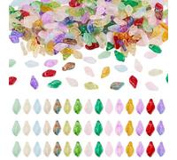 Cheriswelry Lot de 300 perles en verre transparent en forme de feuilles d'arbre - 12 x 6,5 x 5 mm - Pour fabrication de boucles d'oreilles, bracelets, colliers, bijoux, loisirs créatifs, décoration