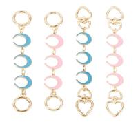 Cheriswelry Lot de 4 rallonges de sac à main en forme de lune pour sac à main, sac à bandoulière, chaîne de rechange en métal doré, rose et bleu, 165 à 190 mm