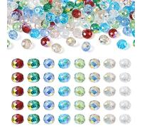 Cheriswelry Lot de 400 perles rondes à facettes de 4 mm en verre plaqué couleur AB 8 couleurs pour loisirs créatifs, colliers, bracelets, bijoux
