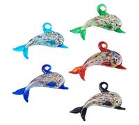 Cheriswelry Lot de 5 breloques 3D en forme de dauphin en verre soufflé pour fabrication de bracelets, colliers, boucles d'oreilles, bijoux - 45 à 49 mm