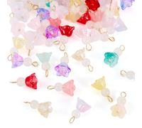 Cheriswelry Lot de 50 pendentifs de boucles d'oreilles en verre peint par pulvérisation - Motif poupée de pluie transparente - Ornement mignon à suspendre pour la fabrication de bijoux, bracelets