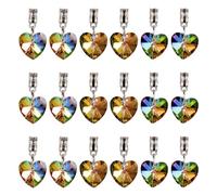 Cheriswelry Lot de 50 pendentifs en forme de cœur européen en alliage avec pendentif en forme de cœur en verre galvanisé arc-en-ciel avec bélière pour la Saint-Valentin, 25 mm pour la fabrication de bijoux