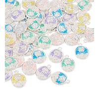 Cheriswelry Lot de 50 pendentifs en forme de rose en émail pour collier, boucles d'oreilles, bracelets et porte-clés - Ornement à suspendre pour la fabrication de bijoux - 16,5 x 12 mm