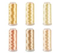 Cheriswelry Lot de 6 rouleaux de fil à broder à paillettes pour point de croix pour loisirs créatifs, fabrication de bijoux, couture, tricot, décoration de fête, doré, 1600 m