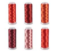 Cheriswelry Lot de 6 rouleaux de fil à broder à paillettes pour point de croix pour loisirs créatifs, fabrication de bijoux, couture, tricot, décoration de fête, 1600 m par bobine, rouge