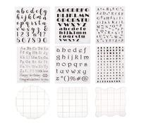 Cheriswelry Lot de 6 tampons transparents en silicone avec lettres de l'alphabet et chiffres avec 3 blocs d'estampage, outils pour scrapbooking, album photo, fabrication de cartes