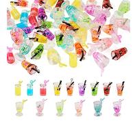 Cheriswelry Lot de 60 mini breloques en résine lumineuses, en forme de bouteille en verre, avec boucles pour la fabrication de bijoux