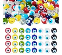 Cheriswelry Lot de 60 perles rondes colorées contre le mauvais œil turc opaques faites à la main pour la fabrication de bijoux et les loisirs créatifs