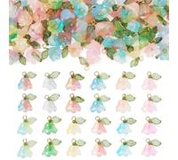 Cheriswelry Lot de 72 breloques en verre transparent bicolore avec poudre pailletée pour la fabrication de bijoux, colliers, bracelets, loisirs créatifs