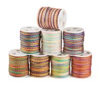 Cheriswelry Lot de 8 rouleaux de cordons en nylon métallique de 1 mm teints par segment pour loisirs créatifs, fabrication de bijoux et nœuds