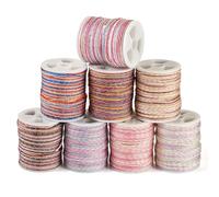 Cheriswelry Lot de 8 rouleaux de cordons métalliques en nylon teint par segment de 1 mm pour la fabrication de bijoux, les nœuds chinois, les travaux manuels, la couture