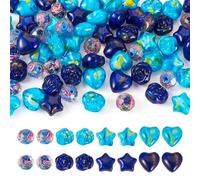 Cheriswelry Lot de 80 perles en verre Millefiori 3D en forme de rose Millefiori pour loisirs créatifs, fabrication de bijoux, bracelets, porte-clés, bleu