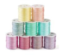 Cheriswelry - Lot de 9 bobines de cordon de couture en polyester à 9 fils de 0,6 mm de couleur arc-en-ciel - Fils à perler tressés pour macramé - Cordons pour la fabrication de bijoux, bracelets DIY