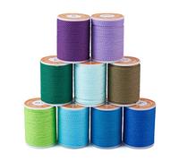 Cheriswelry - Lot de 9 bobines de cordon en polyester ciré de 1 mm - Cordon rond torsadé pour perles - Corde pour fabrication de bracelets tressés en macramé - Avec bobine - 9 couleurs