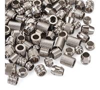 Cheriswelry Lot de 90 perles européennes bicônes en acier inoxydable à grand trou pour bracelets européens macramé 6 à 9 mm pour la fabrication de bijoux