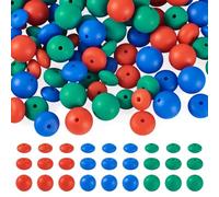 Cheriswelry Lot de 90 Perles rondes en silicone pour focal, perles en caoutchouc rondelle, perles lentille en caoutchouc souple, perles intercalaires en caoutchouc pour focal, perles en vrac, idéales