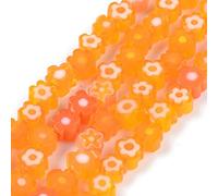 Cheriswelry Millefiori Perles en verre faites à la main en vrac en forme de fleur Millefiori pour loisirs créatifs, fabrication de bijoux, orange