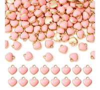 Cheriswelry Mini breloques en forme de cœur en alliage émaillé plaqué or pour la fabrication de bijoux, bracelets, colliers, boucles d'oreilles, cadeaux de Saint-Valentin