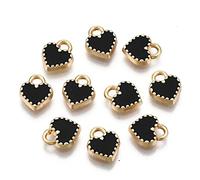 Cheriswelry Mini breloques en forme de cœur en alliage émaillé plaqué or pour la fabrication de bijoux, bracelets, colliers, boucles d'oreilles, cadeaux de Saint-Valentin