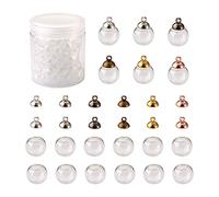 Cheriswelry Mini pendentif en forme de globe vide en verre transparent pour fabrication de bijoux, colliers, boucles d'oreilles, loisirs créatifs, Verre, argent, Verre