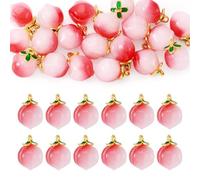 Cheriswelry Pendentifs colorés en verre 3D en forme de pomme citrouille pêche pour la fabrication de bijoux, colliers, bracelets, loisirs créatifs, porte-clés, Verre