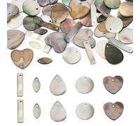 Cheriswelry Pendentifs en coquillage naturel en forme de goutte d'eau - 12/21/35 mm - Breloque en forme de disque - Pour l'été, la plage, la lèvre noire - Pour carillon, boucles d'oreilles