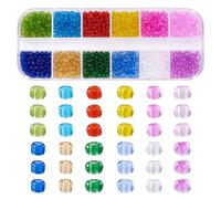 Cheriswelry Perles de rocaille en verre transparent de 3 mm, 12 couleurs, mini perles poney en cristal transparent avec boîte de rangement pour la fabrication de bijoux faits à la main, perles