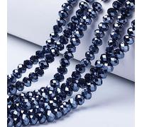 Cheriswelry perles de verre rondelles 8mm 14 brins perles d'espacement à facettes perles d'abaque électroplaquées perles plaquées pour la fabrication de bijoux, Noir