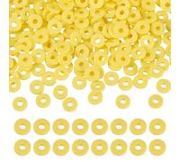 Cheriswelry Perles Heishi rondes plates en argile polymère de 6 mm, faites à la main, pour la fabrication de bijoux, bracelets d'amitié, loisirs créatifs, fournitures de fête, jaune