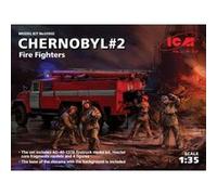 Chernobyl2. Fire Fighters(ac-40-137a Firetruck&4figur&diora Base W.backgrou - 1:35e - Icm