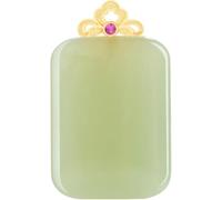 Cherrii Pendentif à breloque en Plaque unie en Jade vert foncé Hetian naturel incrusté d'argent S925, ornement de collier en Jade minimaliste