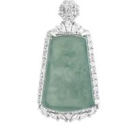 Cherrii Pendentif en jadéite de glace d'eau bleue naturelle de qualité A uni Wu Shi Pai incrusté en argent sterling S925, collier de jade de bénédiction de la paix unisexe for hommes et femmes