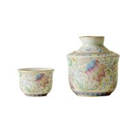 Cherrii Service à saké japonais en céramique, pot et tasses de style, chauffe-saké vintage, service traditionnel for servir du chaud froid, bouteille chauffante for boire thé, café, vin, la bière