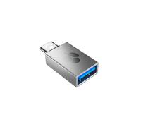 CHERRY Adaptateur USB-A Femelle vers USB-C Mâle Argent, Boîtier Aluminium, Transfert 5 Gbit/s, 7x9x30mm, Compatible USB 3.2 Gen 1, 61710036