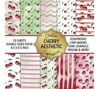 Cherry Aesthetic Scrapbook Patterned Double-Sided Square Craft Paper 8.5" x 8.5": Decorative Specialty Paper for Scrapbooks, Junk Journals, Origami, Cardmaking