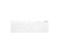 CHERRY AK-C8112-U1-W/DE Clavier Médical USB QWERTZ Allemand Blanc - Switch Ciseaux, 105 Touches ABS, Câble 1.8m, 449x142x17mm