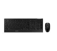 CHERRY B.UNLIMITED 3.0, ensemble clavier et souris sans fil, Disposition allemande, clavier QWERTZ, piles rechargeables, marquage des touches résistant à l'usure, Ange bleu, Noir