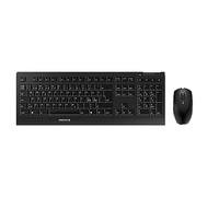 CHERRY B.UNLIMITED 3.0, ensemble clavier et souris sans fil, Disposition pan-nordique, clavier QWERTY, piles rechargeables, marquage des touches résistant à l'usure, Ange bleu, Noir