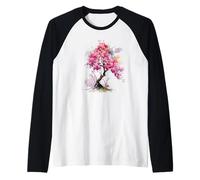 Cherry Blossom Aquarelle Cerisier en Fleurs Manche Raglan
