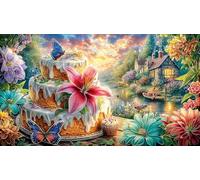 Cherry-Blossom-Cake-with-Pink-Decorations Puzzle pour Adultes 1000 pièces Puzzle Cadeau Amusant & Activité Maison pour Adultes et Enfants de 12 Ans et Plus Jeux éducatifs 70x50/1000 pièces