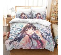 Cherry Blossom Duvet Cover Lightweight Bedding Set Microfiber 3d Anime Girls Quilt Cover With Pillowcas For Men Wom