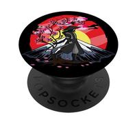 Cherry Blossom Fighter Fujuyama Sunset Japanese Samurai PopSockets PopGrip Adhésif