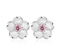 Cherry Blossom Fresh and Sweet S925 Boucles d'oreilles en argent, Style exquis et doux, de haute qualité et polyvalent, boucles d'oreilles pour femme Quotidien