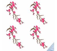 Cherry Blossom Iron On Patch, Large Flower Embroidered Floral Applique (Color 12)