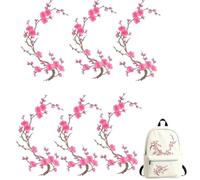 Cherry Blossom Iron on Patches for Backpacks, Floral Vine Embroidery Appliques DIY Trim for Jeans, Hats, Shirts, Shoes & Bags (6PC)