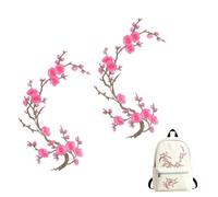 Cherry Blossom Iron Patch,Cherry Blossom Patches,Patch For Backpacks Cherrys Blossoms,Flower Patches For Backpacks,Floral Vine Embroidery Appliques Diy Trim For Jeans,Hats,Shirts,Shoes & Bags，2PC